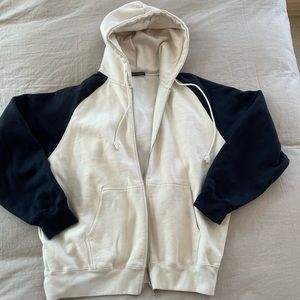 Brandy Melville oversized zip up. Cream and dark navy blue. Size M/L